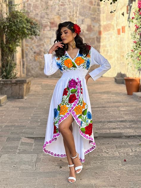 chanel embroidered mexican dress long